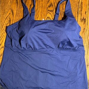 Lands' End Navy Blue One-Piece Swim Tank